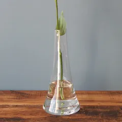 花瓶 fuji フジ 直径8.5×高さ18cm （ 花ビン 花びん 花器 ベース ガラスベース フラワー 花 飾る 一輪挿し 花入れ ガラス ガラス製 ハンドメイド 手作り クリア 透明 細口 ）)