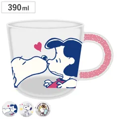マグカップ 390ml スヌーピー PEANUTS 耐熱ガラス （ 耐熱マグ カップ コップ キャラクター 耐熱 ガラス ホット アイス コーヒー 紅茶 普段使い かわいい キャラ ） )