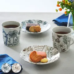食器セット 4点セット フラワーパターン 磁器 美濃焼 （ 食洗機対応 電子レンジ対応 プレート マグカップ 食器 セット ティータイム おやつ カフェ風 花柄 フラワー ギフト おしゃれ 日本製 ）)