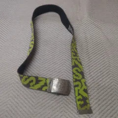 レア　DIESEL　ディーゼル　イタリア製ヴィンテージベルト　グレーに蛍光グリーン文字 　4サイズ