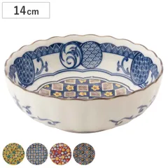 小鉢 14cm 4.5寸 ボウル 藍染小紋 磁器 （ 食洗機対応 電子レンジ対応 鉢 取り鉢 取鉢 おひたし 和え物 サラダ 副菜 お漬物 和風 おしゃれ ） )