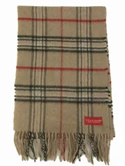 カシミヤ100% マフラー チェック柄 ベージュ 