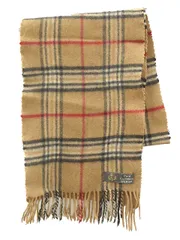 カシミヤ100% マフラー チェック柄 ベージュ 