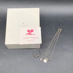 I433（Courreges）ネックレス・リング約11号2点セット　Courreges クレージュ ダイヤモンド 0.02ct SV950刻印 リング オープンハートCourreges -ハートモチーフ