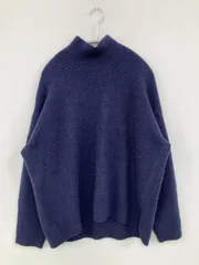 UNIQLO ユニクロ ニット/セーター XL ネイビー ウール・ニット 無地 ミドル丈 長袖 タートルネック/ハイネック