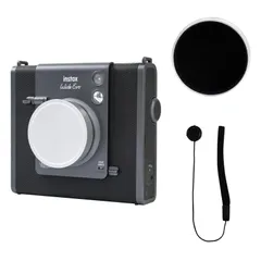 【在庫処分】EVO アンチスクラッチ チェキワイド 富士フイルム Evo対応 アルミレンズカバー Wide Instax 紛失防止ストリング付き-シルバー Fuji レンズキャップ