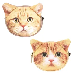 ポーチ ダイカットポーチ フェイス 茶太郎ときなこ 猫 （ ミニポーチ ねこ 顔 マルチポーチ 小物入れ マチ付き 茶太郎 きなこ 動物 小物収納 マルチケース コスメポーチ かわいい 雑貨 ミニケース マスコットケース ） )のサムネイル