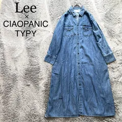 Lee×チャオパニック　デニム ロング シャツワンピース オープンカラー