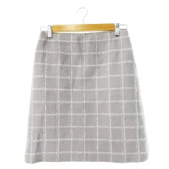 ロペ ROPE スカート タイト ミニ ウール 厚手 ふわふわ ループ チェック 40 グレー /CK29