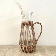 花瓶 ヴァス フェイクPE 柳フラワーベース ハンドル型 L （ 花ビン 花びん 花器 ベース フラワーベース フラワー 花 飾る 花入れ ガラス ガラス製 クリア 透明 おしゃれ 洗える 天然素材風 持ち手付き 一輪挿し ）)