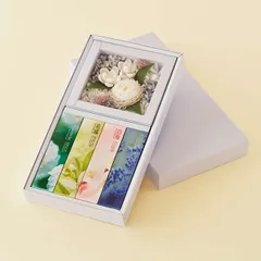 線香 セット かたりべ 飾れる フラワーボックス ギフト アレンジメントフラワー （ ギフトセット お線香 フラワー 進物線香 進物用 煙少なめ 日本香堂 お供え 香典 法事 仏壇 仏前 お墓参り 喪中見舞い 新盆 お盆 贈答 箱入り ）)