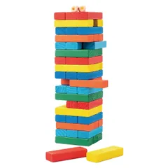 ブロックタワー カラフル 54ピース 室内遊び （ バランスゲーム おもちゃ 知育玩具 ブロック タワー バランスタワー 木製 テーブルゲーム ゲーム バランス 知育おもちゃ 教育玩具 サイコロ 子供 大人 家族 パーティー イベント ）)のサムネイル