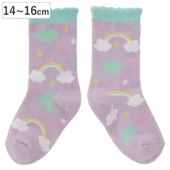 靴下 キッズ 男の子 女の子 リトルユニコーン 空 14～16cm 子供用靴下 かわいい （ クルーソックス ソックス くつ下 くつした ふくらはぎ丈 子ども用靴下 そら 虹 子ども 子ども用 3歳 4歳 5歳 カラフル 目立つ おしゃれ ）)