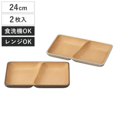 ランチプレート earth color 抗菌 スクエア 2枚入 （ BPAフリー 電子レンジ対応 食洗機対応 日本製 プレート お皿 皿 24cm おしゃれ かわいい シンプル 仕切り皿 ランチ皿 ワンプレート 軽い 割れにくい 丈夫 2つ仕切り ）)のサムネイル