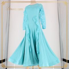 日本製 フラダンス衣装】スカイブルー Paondor ワンピース ドレス 花柄