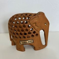 木彫り ゾウ 東南アジアお土産 置物 アンティーク 縁起物 - メルカリ
