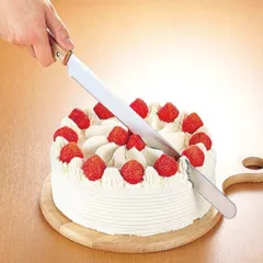 ケーキナイフ ケーキスライサー パレットナイフ ステンレス 木柄 （ 食洗機対応 波型刃 日本製 製菓 ケーキ ホールケーキ カット 切る お菓子作り 製菓用品 誕生日 バースデー ステンレス製 ）)のサムネイル