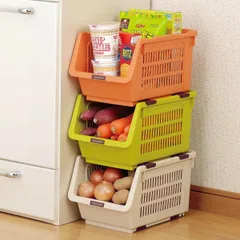 野菜ストッカー スリムストッカー じゃが玉ストッカー （ 野菜 収納 保管 キッチン キッチンストッカー やさいストッカー スタッキング 常備野菜 ストック ストッカー 収納かご 収納カゴ 保存 ） )のサムネイル
