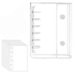 3Dシール帳 【リフィル×20枚付】プラバン 透明 サイズ ミニ バインダー クリア A7白+20 カードポケット 手帳 推し活 女の子 コラージュノート クリアタイプ (A7白+20枚)