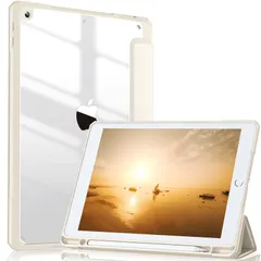 裏全透明 薄型 軽量 スタンドケース ペンホルダー付き 三つ折りスマート アクリル 透明 クリア オートスリープ機能 2020/2019対応 カバー 第8/第7世代 2021 10.2インチ ケース 9世代 【Maledan】対応iPad