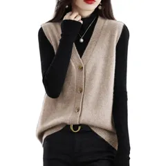 ボタン シンプル 大きいサイズ 無地 袖なし トップス 前開き vネック 重ね着 ベスト セーター 冬 ノースリーブ 秋 可愛い 春 おしゃれ セーターベスト カジュアル レディース きれいめ ニットベスト 体型カバー [Niliv] 通勤