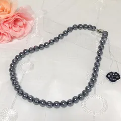 送料込み 国内生産 新品未使用 ダークグレー 本貝パールネックレス 42センチ 8ミリ  フォーマル