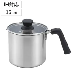 マルチポット 15cm ステンレス製 デリック 2.4L ( IH対応 ガス火対応 片手鍋 天ぷら鍋 片口鍋 ガラス蓋 ソースパン オール熱源対応 15センチ ステンレス鍋 深型 片手なべ ケトル ポット 揚げ鍋 万能 マルチ 湯沸かし ))のサムネイル