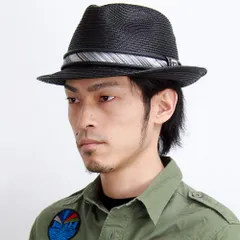 Stacy adams (ステイシーアダムス) 帽子 ハット 中折れ帽 ストロー ポリブレード 光沢 ハリ きれいめコーデ ブラック 【TB】