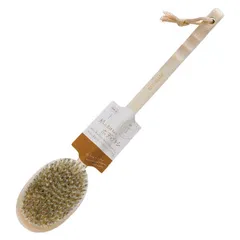 ボディブラシ 豚毛 曲柄 ハード 天然素材 （ ボディーブラシ 浴用ブラシ ボディタオル 浴用タオル バス用品 ）)