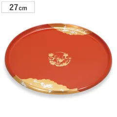 盆 90 丸盆 梅の華 （ 27cm 樹脂 プラスチック 日本製 お盆 おぼんトレー トレイ 軽量 軽い 割れにくい 高級感 おしゃれ 和 和柄 和風 ）)