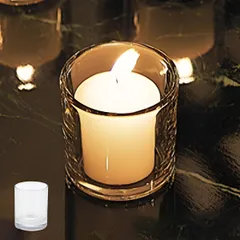 キャンドルポット キャンドルホルダー コップ型 ガラス製 （ キャンドルスタンド ろうそく立て キャンドルグラス 容器 ガラス キャンドルトレイ ガラスポット アロマキャンドル 透明 クリア シンプル ）)