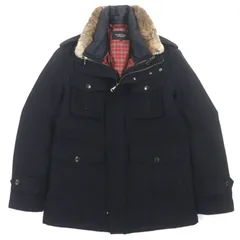 良品▼BURBERRY BLACK LABEL バーバリーブラックレーベル ダウンライナー 襟ラビットファー フード入り 3WAY ジップアップ ダウンコート ブラック L 正規品 メンズ