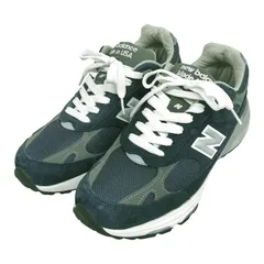 極美品▲NEW BALANCE ニューバランス MADE in USA 993 スウェードレザー ロゴワッペン付き スニーカー ネイビー 26 箱付き USA製 メンズ