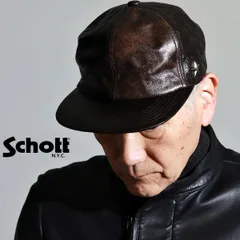 Schott N.Y.C. (ショット) レザーキャップ 本革 日本製 キャップ メンズ 牛革 帽子 N.Y.C ワンスター ヴィンテージ加工 COW LEATHER vintage 加工 秋冬 【TB】のサムネイル