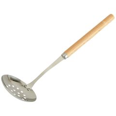 Slotted Ladle, Kai House Select, Wooden Handle, Kai Corporation, Skimmer, Made in Japan (Ladle, Slotted Ladle, Stainless Steel Ladle, Cooking Spoon, Kitchen Tool, Cooking Utensil, Cooking Accessories)