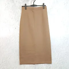 UNIQLO ユニクロ ドライスウェット ナロースカート マキシスカート ストレッチ素材 バックスリット Iライン ベージュ Lサイズ 〇□