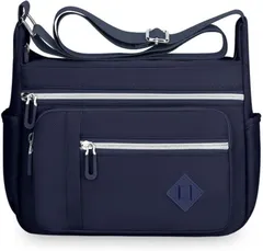 PreQuoro ショルダーバッグ レディース マザーズバッグ 軽量 防水 撥水 ナイロン 斜めがけ 小さめ 2WAY 通学 通勤 (ネイビー)