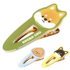 ヘアクリップ 髪留め ピン ヘアアクセサリー 前髪 犬 動物 （ ヘア クリップ 大きめ パッチン止め ヘアピン メイク 洗顔 ヘアアクセ キッズ 大人 女子 ヘアアレンジ ワンポイント 髪飾り 前髪セット 子供 かわいい 柴犬 ワンちゃん ） )