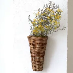 バスケット アラログ ウォールハンギングバスケット （ かご カゴ 収納 ラタン 天然素材 フラワーバスケット ラタンバスケット 植物 花 ドライフラワー 壁かけ 壁 ウォール ハンキング ）)