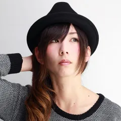 フェルトハット レディース スタッズ 中折れ ハット 秋冬 中折れハット フェルト 帽子 ブラック 【TB】