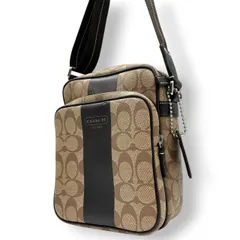 コーチ COACH ヘリテージ ストライプ シグネチャー ショルダーバッグ  斜め掛け可 自立可 PVC レザー ブラウン 茶色 ダークブラウン メンズ レディース ユニセックス 旅行 街歩き サブバッグ 鞄 カバン カジュアル F70589 U3
