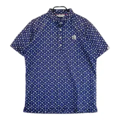 サイズ：LL AND PER SE アンパスィ  半袖ポロシャツ 花 総柄 ネイビー系 [240101622525] ゴルフウェア メンズ ストスト