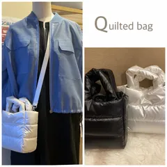 キルティングバッグ ショルダーストラップ付き サイドポケット付き
