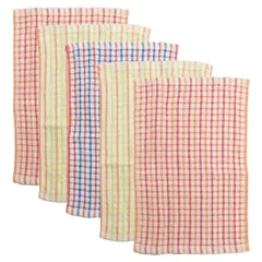 キッチンタオル 5枚入り コットン （ おしぼりタオル 食器 お皿拭き 口拭き 手拭き レジャー アウトドア テーブルフキン テーブルふきん テーブル布巾 食器拭き おしぼり 食卓用ふきん ダスター 綿 ）)