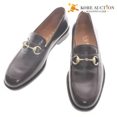 ■ グッチ GUCCI ホースビットローファー 110-0214 靴 革 金具 メンズ 8 1/2（27～27.5cm相当）ワイン ダークブラウン 付属品付き