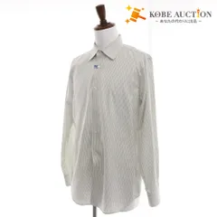 ■ ポールスミス Paul Smith ワイシャツ 長袖 トップス ドレスシャツ ストライプ コットン メンズ L カーキ ベージュ ホワイト系