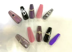 ハンドメイド     ネイルチップ10個セット     カラフル