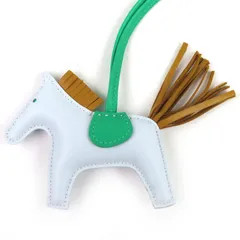 美品△HERMES エルメス ロデオチャーム PM アニョーミロ ブルーブリュム/セサミ/グリーン バッグチャーム U刻印 箱付き フランス製 レディース