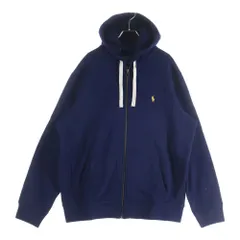 POLO RALPH LAUREN (ポロラルフローレン) 00s ミニポニー フード裏地サーマル ジップアップ プルオーバースウェットパーカー フーディ ネイビー