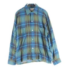 VINTAGE (ヴィンテージ) 60S TOWNCRAFT PLUS タウンクラフト プラス RAYON OMBRE CHECK L/S SHIRTS 襟芯 オンブレ チェック レーヨン 長袖チェック シャツ ブルー/カーキ